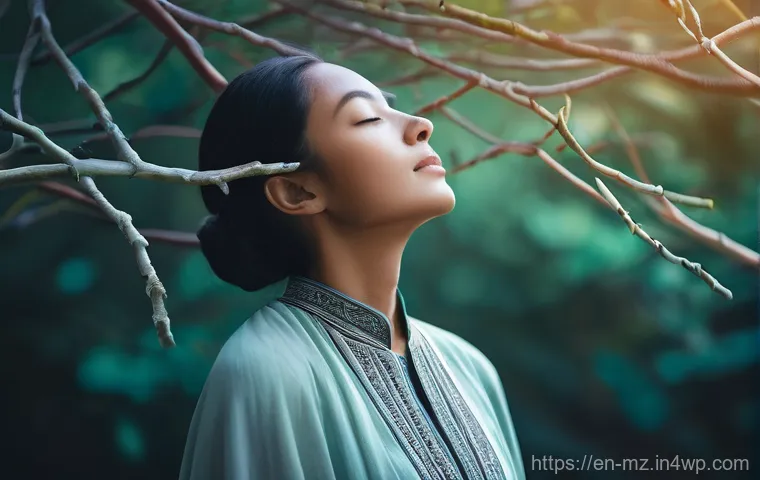 내러티브 건강법과 신앙의 역할 - **Prompt:** A serene, gender-neutral figure stands firmly on a rugged cliff overlooking a vast, calm...